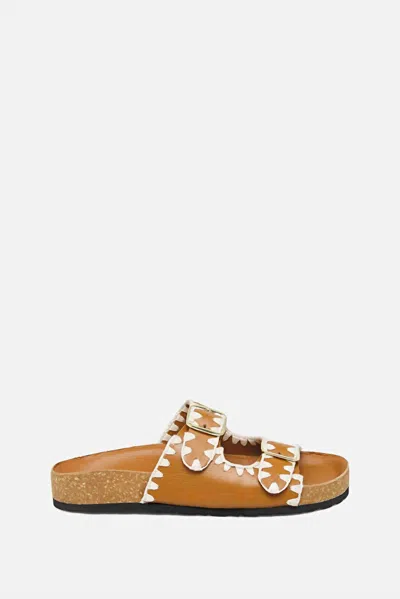 Hartford Women's Edward Leather Sandals In Camel In Brown