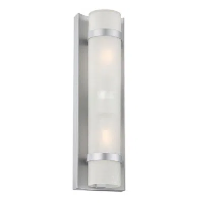 Hivvago Two Light Brushed Silver And White Glass Wall Sconce