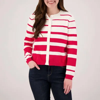 Elliott Lauren Varigated Striped Cardigan In Red In Pink