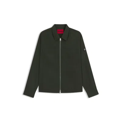 Hugo Boss Oversize-fit Shirt In Water-repellent Canvas In Black