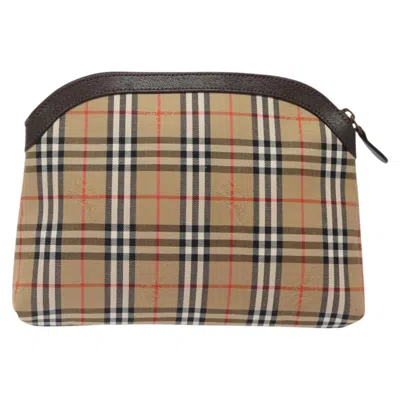 Pre-owned Burberry Nova Check Beige Canvas Clutch Bag ()