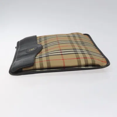 Pre-owned Burberry Nova Check Beige Canvas Clutch Bag ()