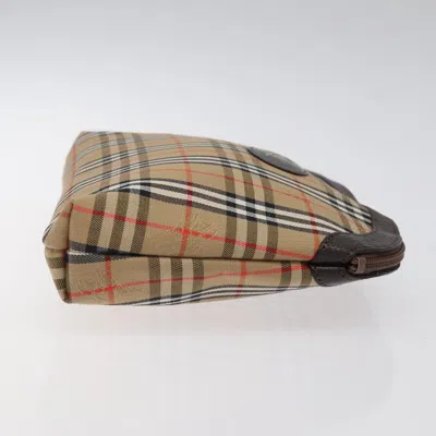 Pre-owned Burberry Nova Check Beige Canvas Clutch Bag ()