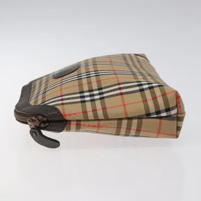 Pre-owned Burberry Nova Check Beige Canvas Clutch Bag ()