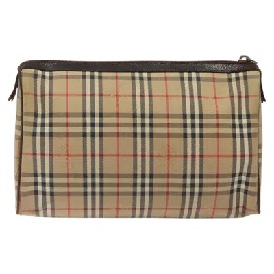 Pre-owned Burberry Nova Check Beige Canvas Clutch Bag ()