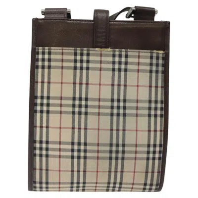 Pre-owned Burberry Nova Check Beige Canvas Shoulder Bag ()