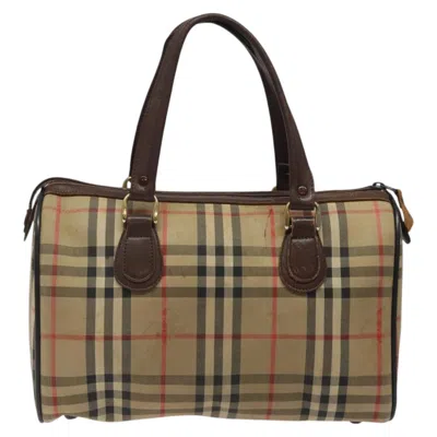 Pre-owned Burberry Nova Check Beige Canvas Travel Bag ()