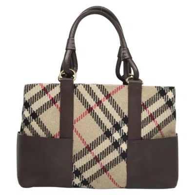 Pre-owned Burberry Nova Check Beige Wool Tote Bag ()