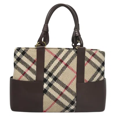 Pre-owned Burberry Nova Check Beige Wool Tote Bag ()