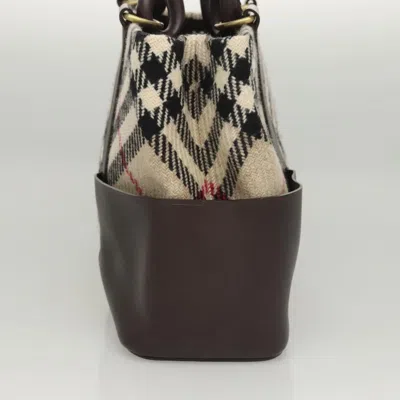 Pre-owned Burberry Nova Check Beige Wool Tote Bag ()