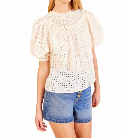 Ulla Johnson Amina Eyelet Short Sleeve Top In Natural In White