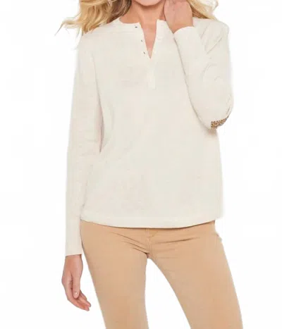 Lisa Todd Newfound Love Sheepskin Buttoned Henley In Wisteria In White