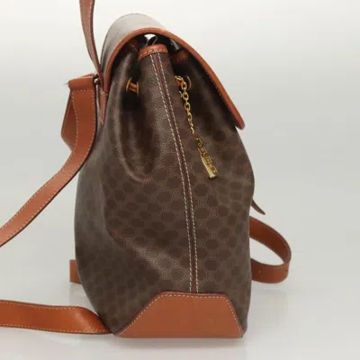 Pre-owned Celine Céline Macadam Brown Canvas Backpack Bag ()