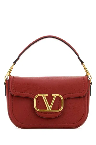 Valentino Leather Shoulder Bag Top Handle In Red