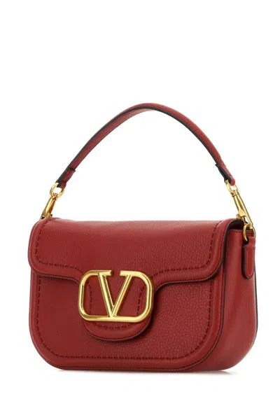Valentino Leather Shoulder Bag Top Handle In Red
