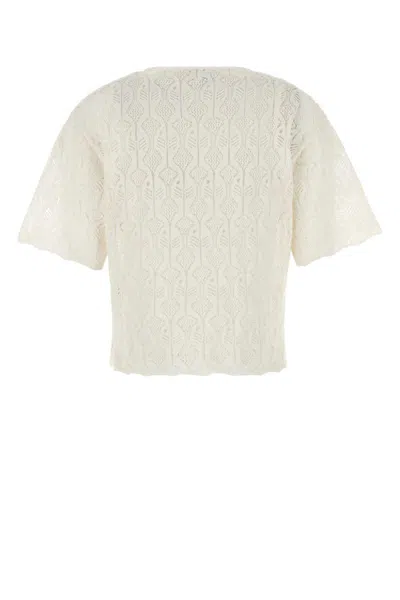 Bottega Veneta Lace Round Neck Fish Top In Neutral