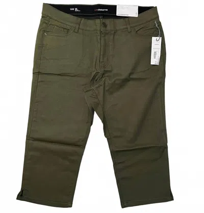 Liz Claiborne Women's Sara Crop Mid-rise Capri Pants In Olive Green In Green