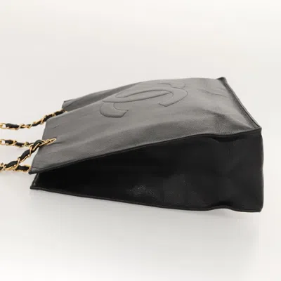 Pre-owned Chanel Coco Mark Black Leather Tote Bag ()
