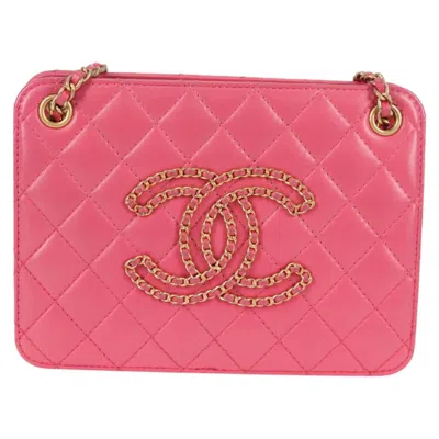 Pre-owned Chanel Coco Mark Pink Leather Shoulder Bag ()