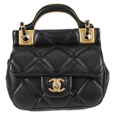Pre-owned Chanel Flap Bag Black Leather Clutch Bag ()