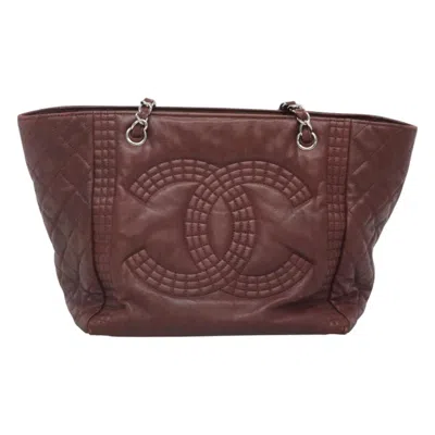 Pre-owned Chanel Grand Shopping Burgundy Leather Tote Bag ()