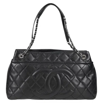 Pre-owned Chanel Logo Cc Black Leather Tote Bag ()