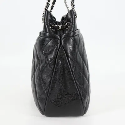 Pre-owned Chanel Logo Cc Black Leather Tote Bag ()