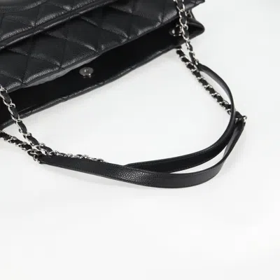 Pre-owned Chanel Logo Cc Black Leather Tote Bag ()
