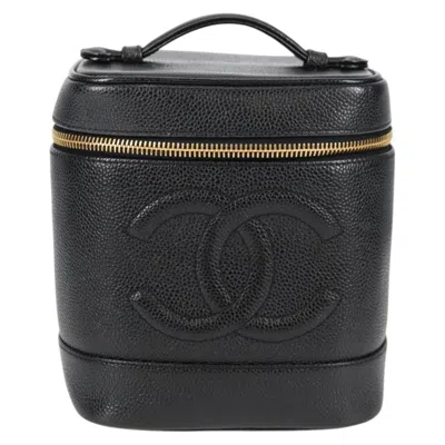 Pre-owned Chanel Vanity Black Leather Clutch Bag ()
