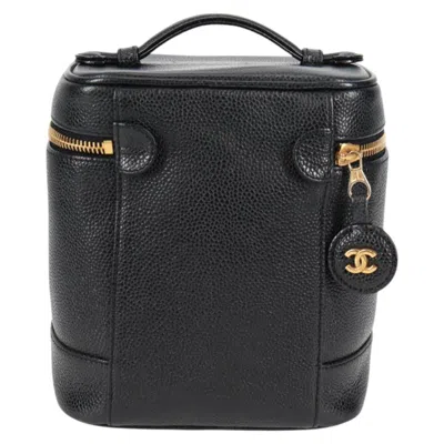 Pre-owned Chanel Vanity Black Leather Clutch Bag ()