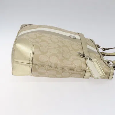 Pre-owned Coach Signature Gold Canvas Tote Bag ()