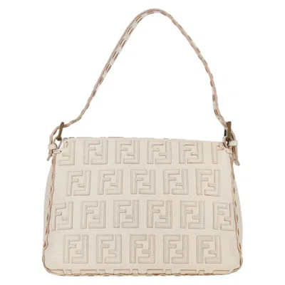 Pre-owned Fendi Baguette White Canvas Shoulder Bag ()