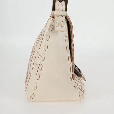 Pre-owned Fendi Baguette White Canvas Shoulder Bag ()