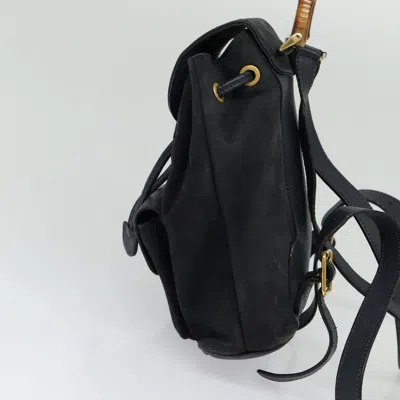 Pre-owned Gucci Bamboo Navy Suede Backpack Bag ()