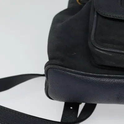 Pre-owned Gucci Bamboo Navy Suede Backpack Bag ()
