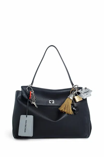 Balenciaga Woman Black Shoulder Bags In Black