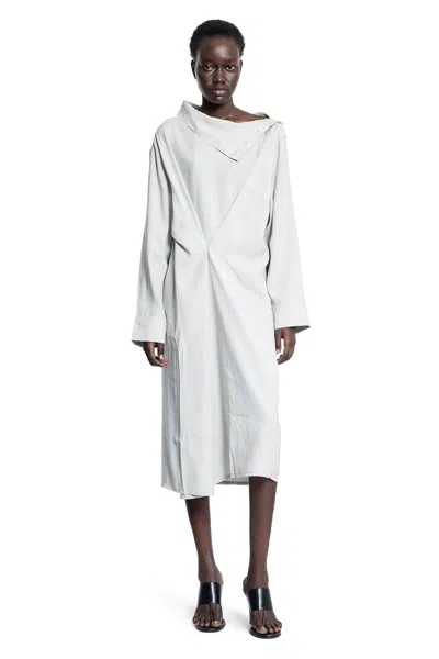 Studio Nicholson Leat High-neck Draped Dress In Grey