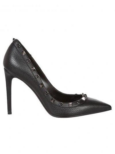 Shop Valentino Garavani Rockstud Rolling Pumps In Black