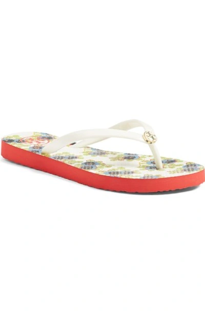 Tory Burch Classic Flip Flop Sandals In Ivory/ Avalon/ Red