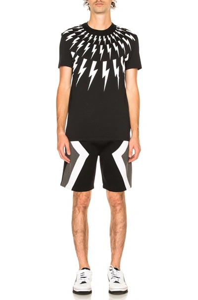 Shop Neil Barrett Fair Isle Thunderbolt Tee In Black & White