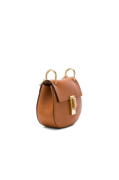 Shop Chloé Chloe Mini Grained Leather Drew Bag In Brown