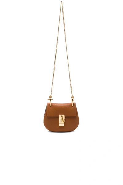 Shop Chloé Chloe Mini Grained Leather Drew Bag In Brown