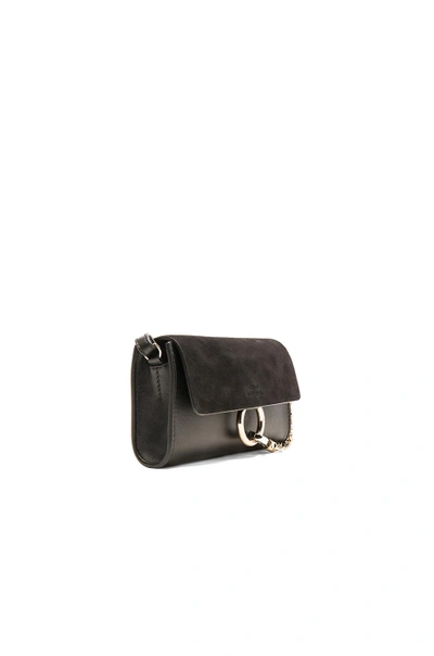 Shop Chloé Chloe Leather Faye Suede & Calfskin Strap Wallet In Black