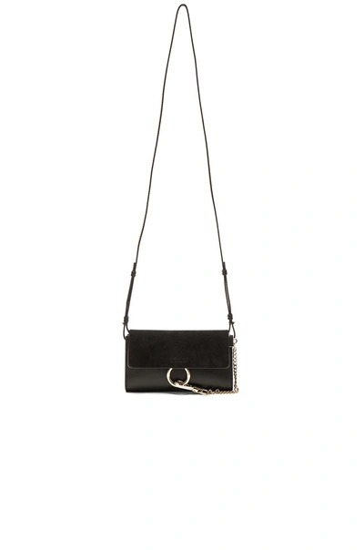 Shop Chloé Chloe Leather Faye Suede & Calfskin Strap Wallet In Black