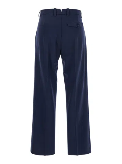 Semicouture Blue Tailored Pants With Straight Leg In Blue