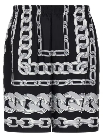Versace Men Medusa Chains Silk Shorts In Black