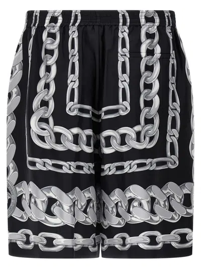Versace Men Medusa Chains Silk Shorts In Black