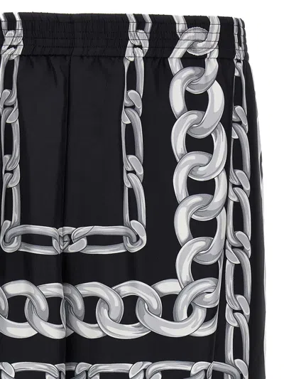 Versace Men Medusa Chains Silk Shorts In Black