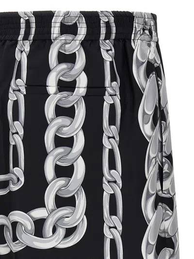Versace Men Medusa Chains Silk Shorts In Black