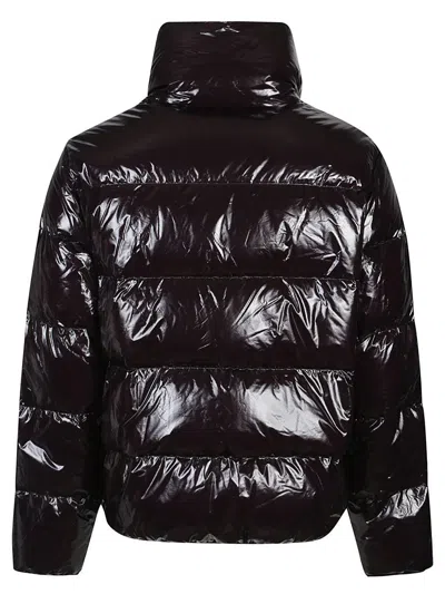 Dsquared2 Black Down Jacket With Logo Patch On The Front In Tech Fabric Man